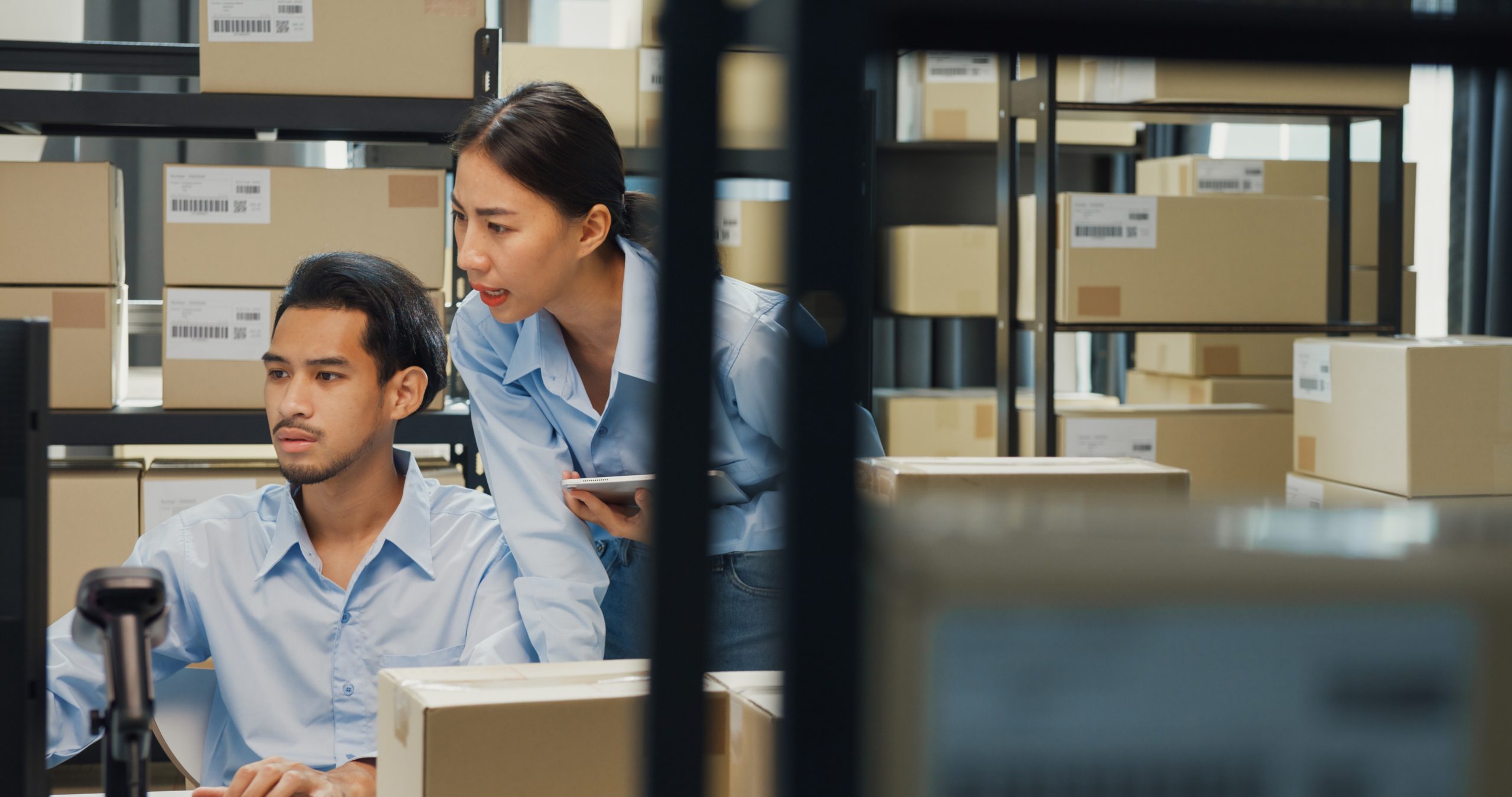 Coworkers together in office area